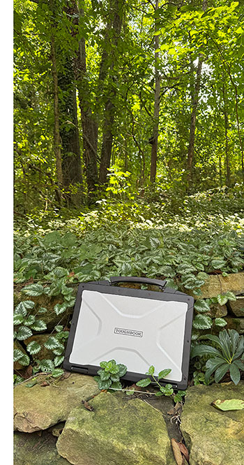 Panasonic Toughbook 56 used outdoors in a wooded environment