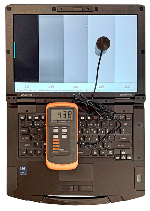 Panasonic Toughbook 56 display luminance measurement