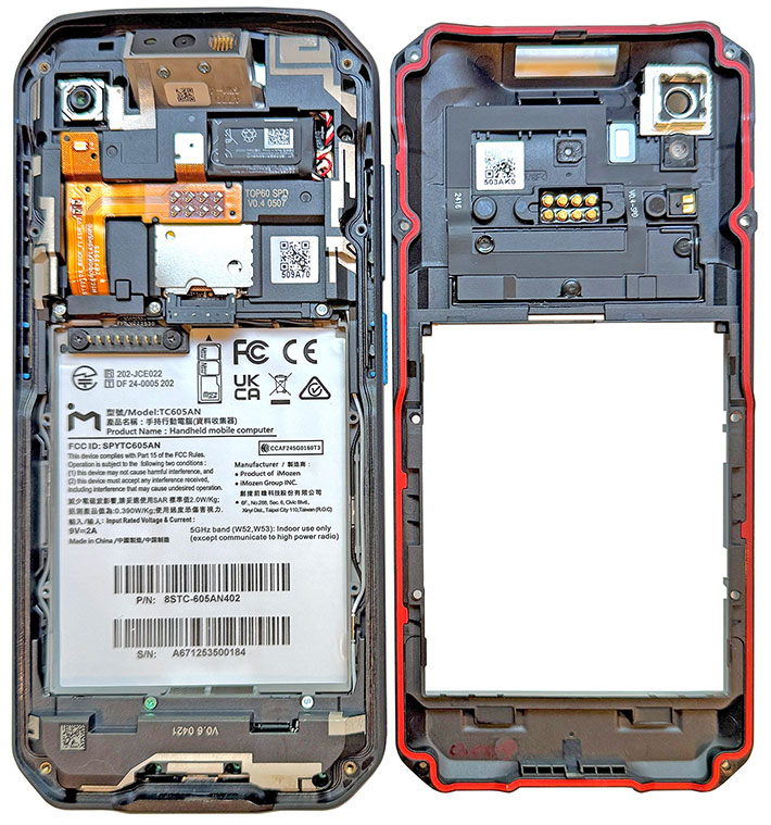 Inside the TC605 rugged handheld