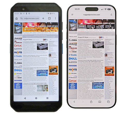TC605 display compared with iPhone 16 Pro Max